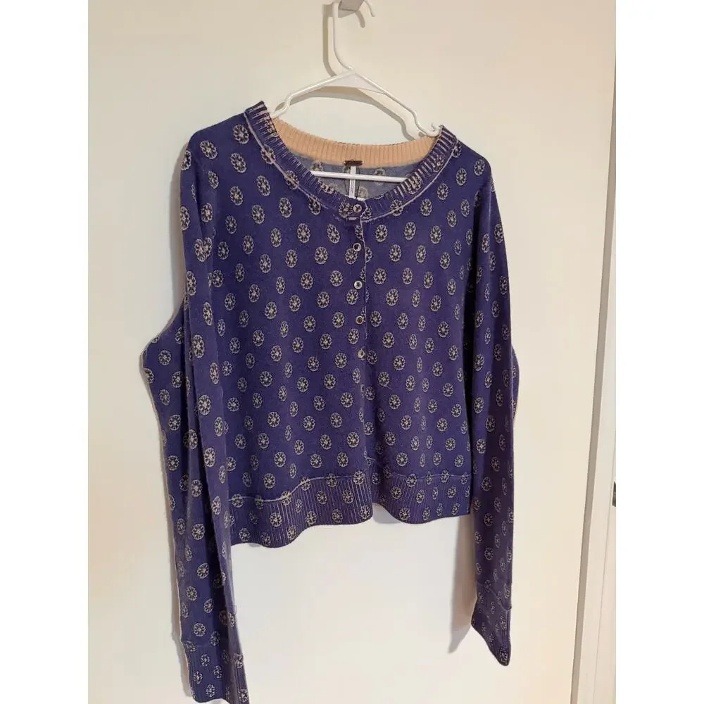 Free People Nocturnal Patterned Cashmere Cardigan